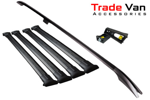 Mercedes Vito W447 2014+ SWB Roof Rail and Four Cross Bar Rack Set With Load Stops | Black