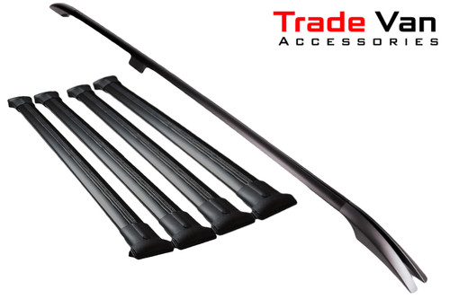 Mercedes Vito W639 2003+ XLWB Roof Rail and Four Cross Bar Rack Set | Black