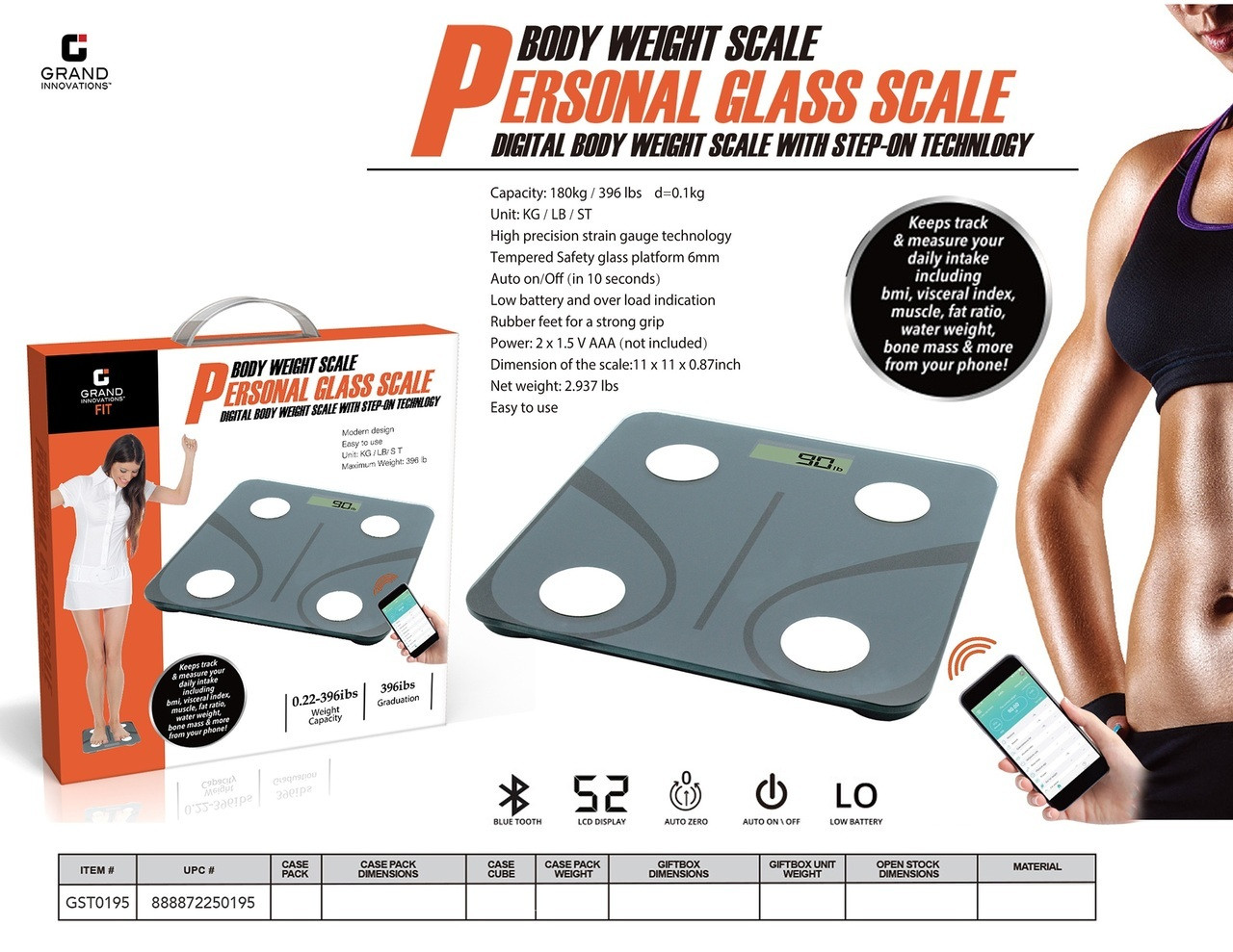 Bluetooth Body Fat Scale, Smart Wireless BMI Bathroom Weight Scale