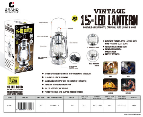 GRAND INNOVATIONS 15 LED VINTAGE LANTERN