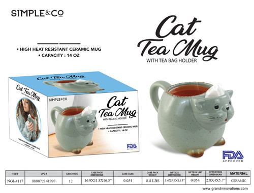 GRAND INNOVATIONS 14 OZ CAT TEA MUG WITH BOX