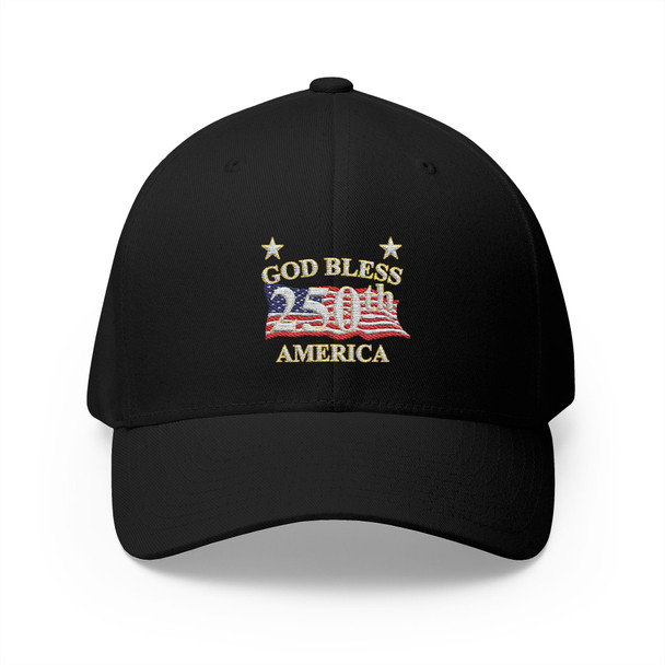 American Pride 250th Anniversary Embroidered Cap, Patriotic Hat, Closed-Back Structured Cap