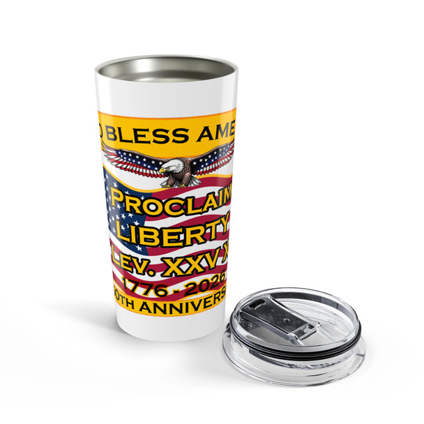 Patriotic 20oz Tumbler – 'Proclaim Liberty' Eagle & Flag Travel Cup