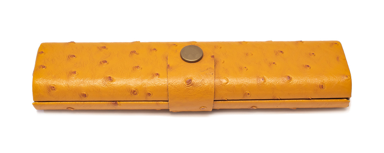 Faux Ostrich Slim Hard Eyeglass Case, Snap Closure Designer Glasses USA