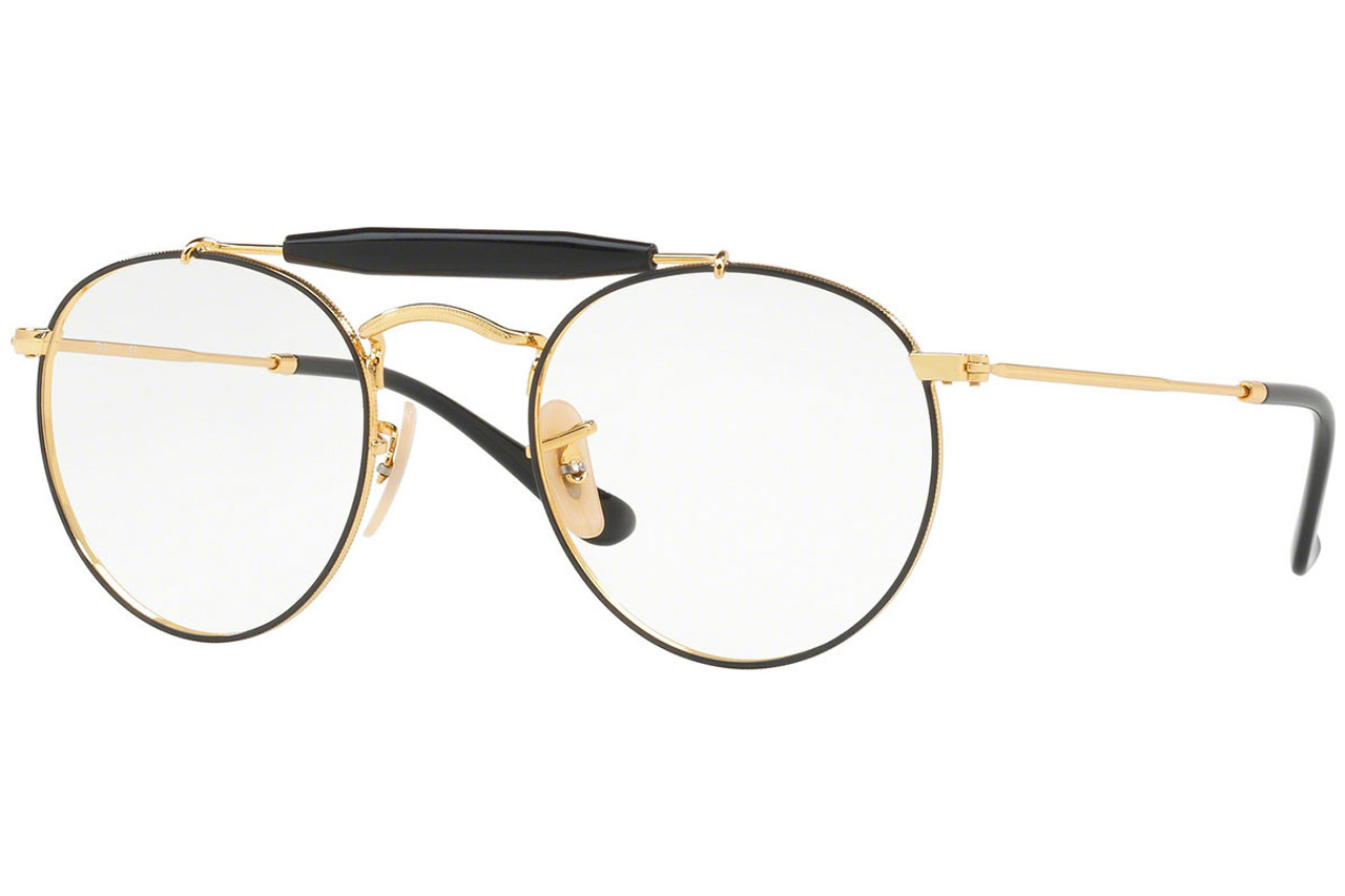 Ray Ban Prescription Eyeglasses RX3747V-2946-47 Gold/Black 47mm Progressive  Lens - Designer Glasses USA