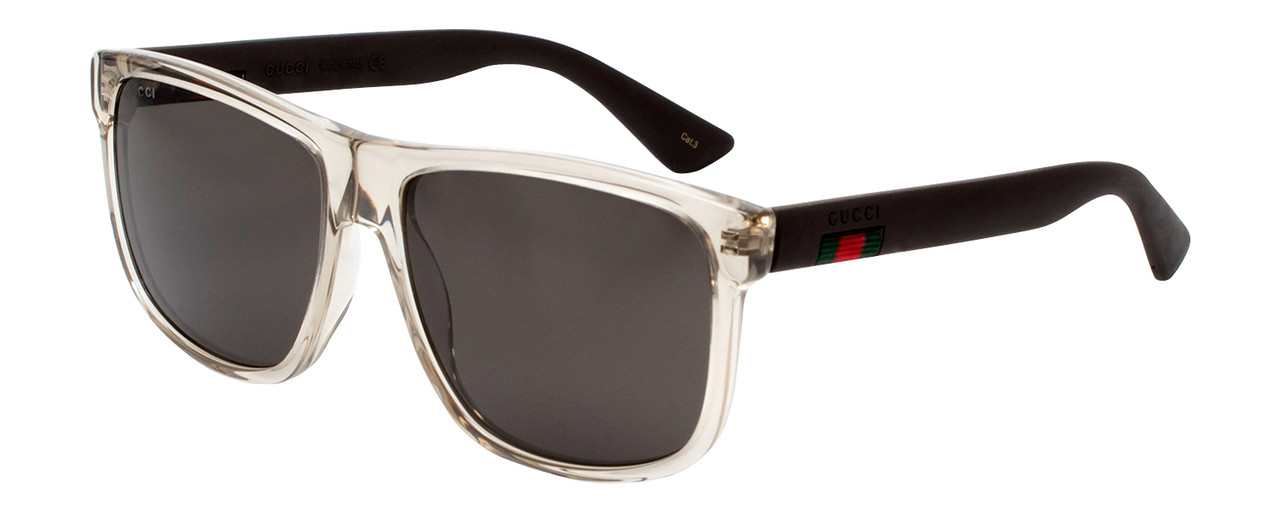 Gucci Sunglasses Clear/Matte Black/Non-Polarized Grey Smoke Lens  GG0010S-005 - Designer Glasses USA