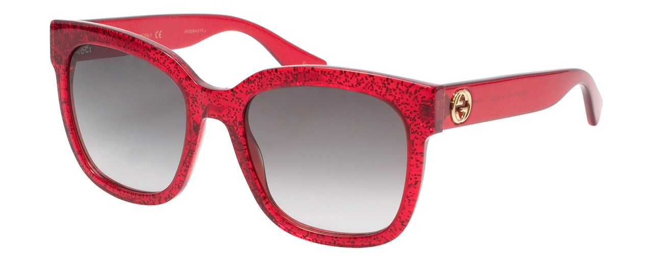 Gucci Sunglasses Red Crystal Glitter/Non-Polarized Grey Gradient