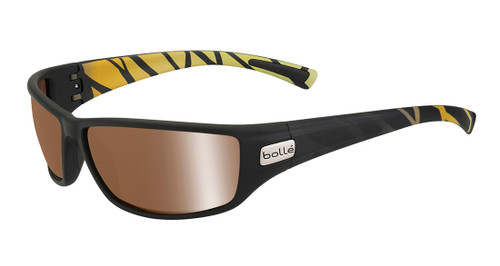 Bollé Marine Sunglasses: Python in Matte-Black & Zebra with Polarized Inland Gold