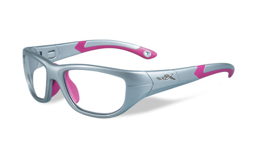 Wiley-X Youth Force Series 'Victory' in Silver & Magenta Safety Eyeglasses :: Custom Left & Right Lens