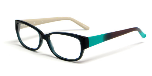 Calabria Viv 4027 Designer Eyeglasses in Black-Teal Brown :: Custom Left & Right Lens