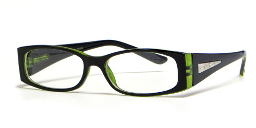 Calabria "Opti Clear" Designer Eyeglasses 3495 in Black Green :: Custom Left & Right Lens