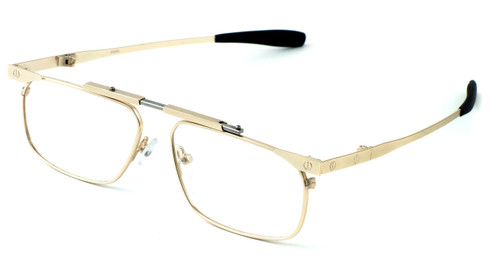 Calabria FAST-FOLD Metal Folding Eyeglasses w/ Case in Gold :: Rx Bi-Focal