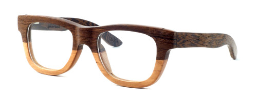 Specs of Wood Designer Wooden Eyewear Made in the USA "Peanut Butter" in Oreo Light Dark Woods (Dark Light Brown) :: Progressive