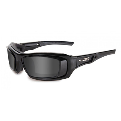Wiley X Echo in Gloss Black Frame & Grey Lens with Rx Rim