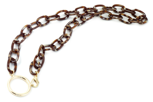 Valrose Acetate Eyeglass Necklace Crafted in France with All Natural Materials ; Light Brown Acetate Chain (Ace941-Link03L)