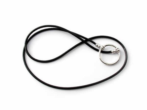 LA LOOP 960LP Black Eyeglass Necklace 25" Inch Black Italian Leather Silver 23 mm