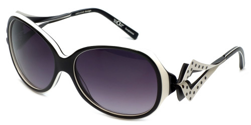 Boz Designer Sunglasses Oxford 0010 in Black White Frame & Violet Gradient Lens 59mm