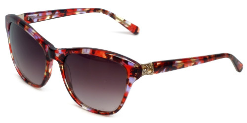 Vera Wang Designer Sunglasses Sora in Red Tortoise Frame & Brown Gradient Lens 57mm