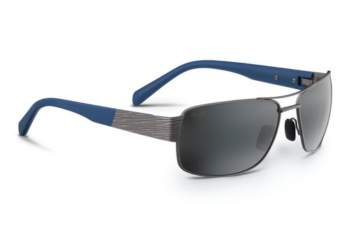 Maui Jim OHIA Satin Grey with Blue Tips & Neutral Grey Polarized Sunglasses