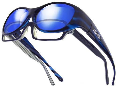 Jonathan Paul Fitovers Eyewear Medium Kiata in Teal-Stripe & Blue Mirror KA002BM