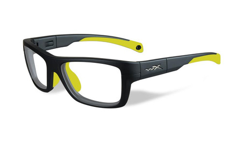 Wiley-X Designer Eyeglasses WX Crush Youth Force in Matte Grey / Neon Yellow 52mm :: Rx Single Vision