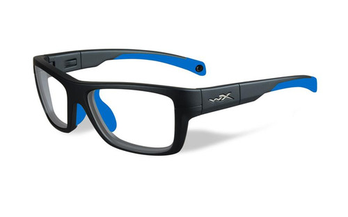 Wiley-X Designer Eyeglasses WX Crush Youth Force in Matte Grey / Blue 52mm :: Rx Single Vision