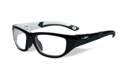 Wiley-X Youth Force Series 'Victory' in Gloss Black & Aluminum Pearl Safety Eyeglasses :: Rx Single Vision