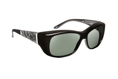 Haven Designer Fitover Sunglasses Morgan in Black with Smoke Marble & Polarized Grey Lens (MEDIUM/LARGE)