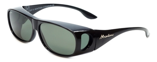 Montana Designer Fitover Sunglasses F02D in Gloss Black & Polarized G15 Green Lens