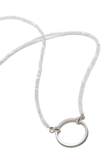 LA LOOP 100G Designer Eyeglass Necklace 25"Inch Silver w/Grey Facet Crystals 30mm