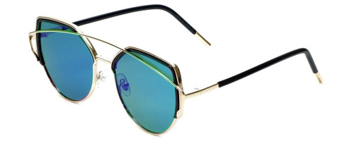 Gold/Black Frame with Rose Tint/Green Mirror Lens