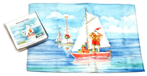 Holiday Christmas Theme Cleaning Cloth, Santa's Boat Parade