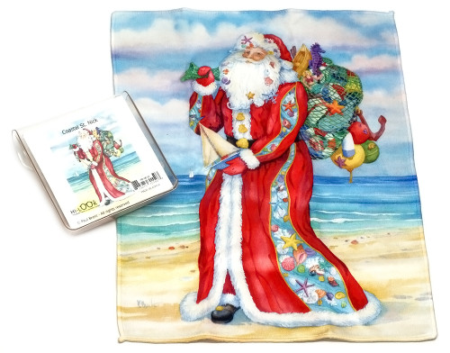 Holiday Christmas Theme Cleaning Cloth, Coastal St. Nick