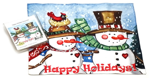 Holiday Christmas Theme Cleaning Cloth, Happy Holidays Snowmen