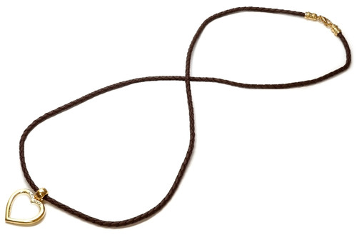 Calabria Eyeglass Necklace in Brown with Gold Heart Diamond Loop 29"inch