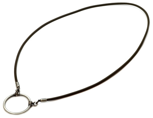 La LOOP Designer Eyeglass Necklace Khaki Silk Stretch with Antique Silver Loop