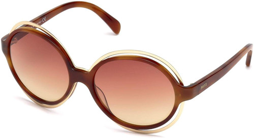 Emilio Pucci Designer Sunglasses EP0055-53Z in Blonde Havana with Amber Gradient Lens