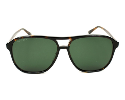 Gucci Designer Sunglasses Dark Havana/Tortoise/Polarized Green Lens GG0016S-007