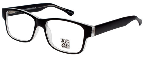 Big and Wide Designer Reading Glasses BW1 Matte Black Crystal 60mm :: Progressive