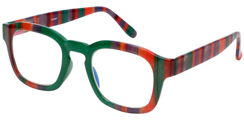 Calabria Designer Blue Light Block Reading Glasses Green/Purple/Red in 10 Powers
