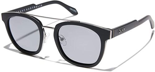 Quay Australia Coolin Designer Sunglasses Matte Black/Polarized Smoke 50mm