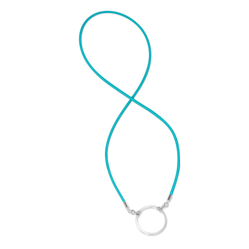 LA LOOP Green/Blue Silk Stretch with Shiny Silver Loop Luxury Eyeglass Necklace