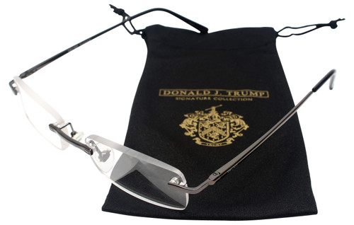 Donald Trump Designer Rimless Metal Reading Glasses DTR 03 Gunmetal Silver 50mm