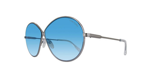 Tom Ford Designer Sunglasses Rania TF564-14X in Silver with Blue Gradient Lens