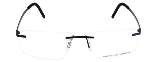 Front View of Porsche Design P8321-D-55 Designer Single Vision Prescription Rx Eyeglasses in Satin Blue Unisex Square Rimless Stainless Steel 55 mm