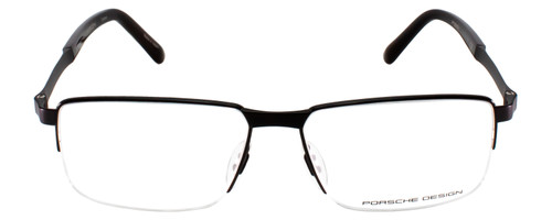 Front View of Porsche Design P8251-F-56 Designer Reading Eye Glasses with Custom Cut Powered Lenses in Matte Black Gun Metal Unisex Rectangle Semi-Rimless Titanium 56 mm