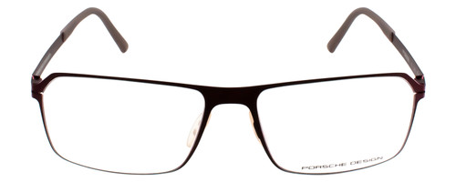 Front View of Porsche Design P8255-D-57 Designer Single Vision Prescription Rx Eyeglasses in Satin Bordeaux Plum Purple Unisex Rectangle Full Rim Stainless Steel 57 mm