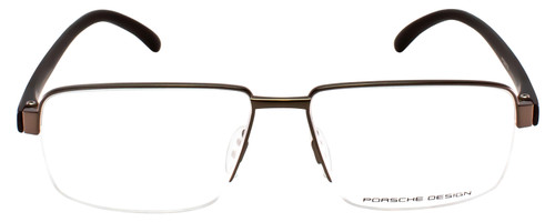 Front View of Porsche Design P8272-C-57 Designer Reading Eye Glasses with Custom Cut Powered Lenses in Gun Metal SIlver Matte Black Unisex Square Semi-Rimless Titanium 57 mm