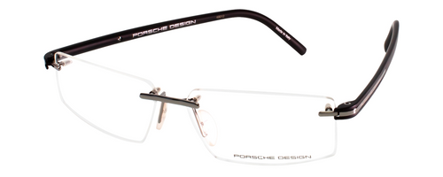 Profile View of Porsche Design P8153-C-58 Titanium Rimless Reading Glasses GunMetal SIlver Black