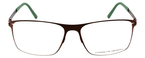 Front View of Porsche Design P8256-A-55 Designer Bi-Focal Prescription Rx Eyeglasses in Satin Chocolate Brown Green Unisex Square Full Rim Titanium 55 mm